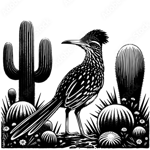 Road Runner in Detailed Vintage Timeless Style