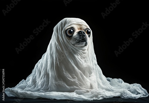 A spooky ghost appears on a black background, part of a festive Halloween carnival