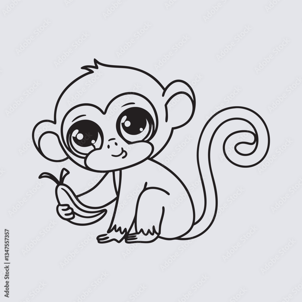 Monkey line art vector art Illustration file Monkey line art vector art Illustration file
