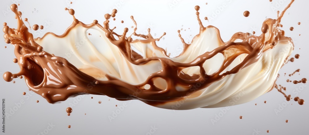Dynamic Splash of Chocolate and Milk in Artistic Fluid Motion Dynamic Splash of Chocolate and Milk in Artistic Fluid Motion