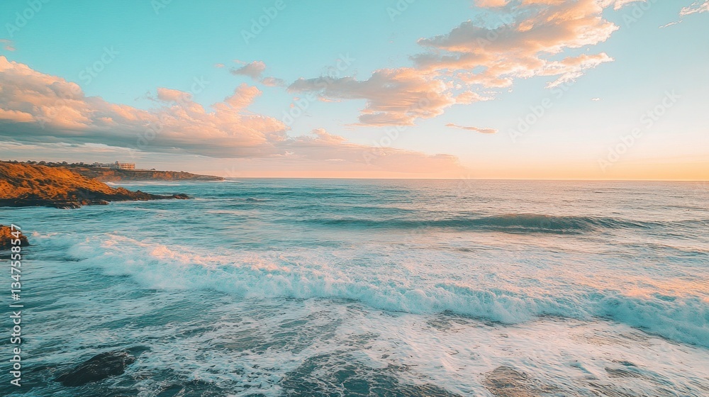 Fototapeta premium Ocean Sunset with Gentle Waves