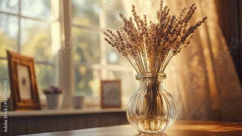 Dried Lavender in a Glass Vase