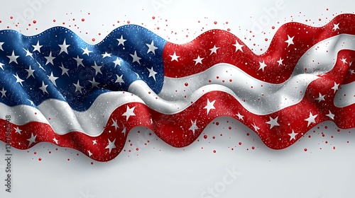 Waving American flag, patriotic celebration, festive background, holiday design