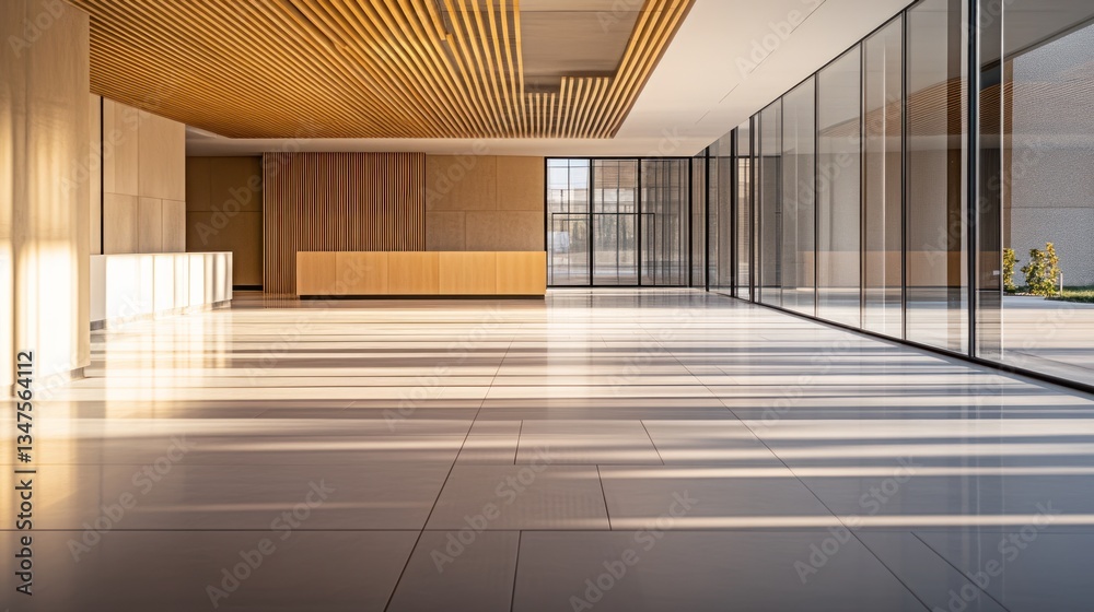 Obraz premium Modern Lobby with Sunlight Streaming Through Glass Walls