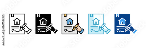 Contract Signing  Icon Set Multiple Style Collection