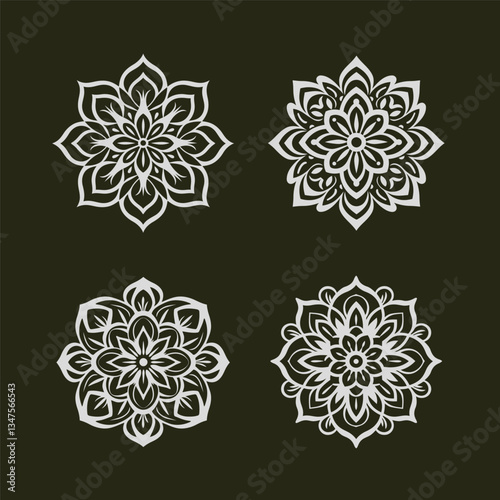 Intricate Floral Mandala Ornaments Collection