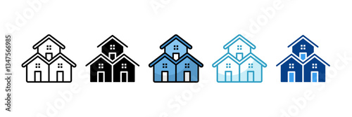 Real Estate  Icon Set Multiple Style Collection