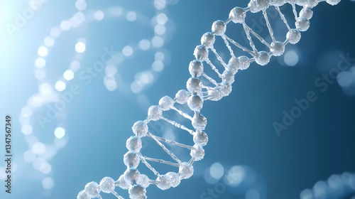 DNA Double Helix Structure on Blue Background