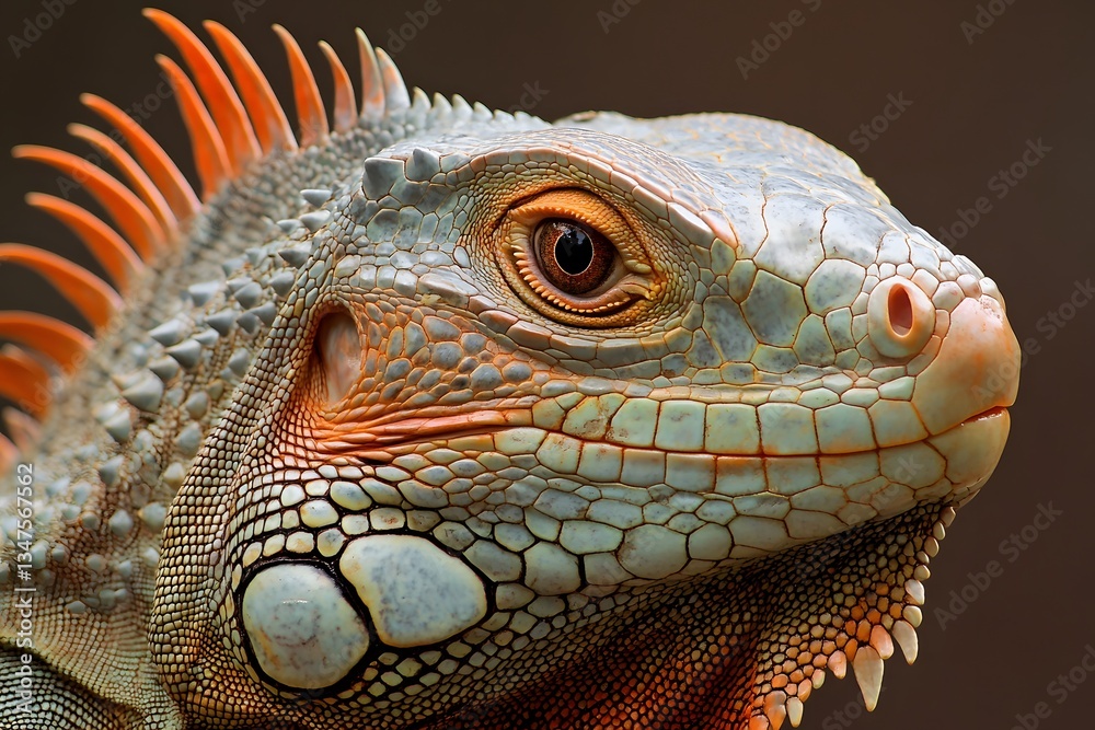 Fototapeta premium Colorful iguana showcasing detailed scales close-up