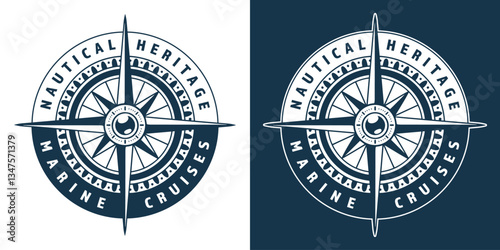 Nautical heritage marine cruises emblem design