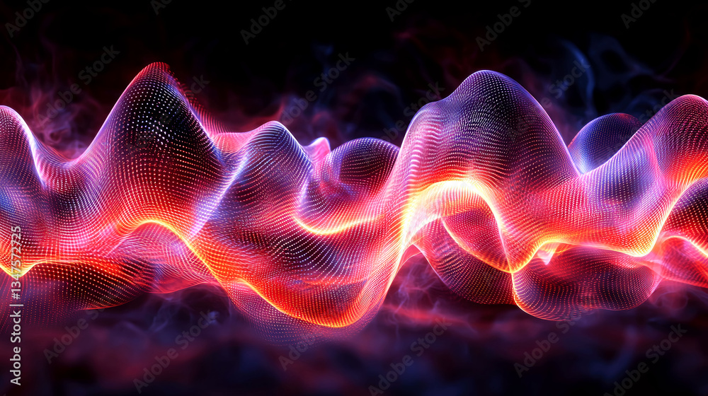 Fototapeta premium Abstract Red Orange Waves: Dynamic Energy Flow Background