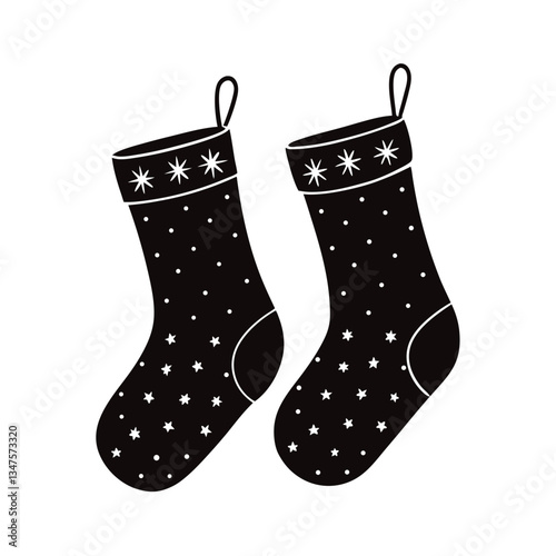 christmas socks set  on vector silhouette