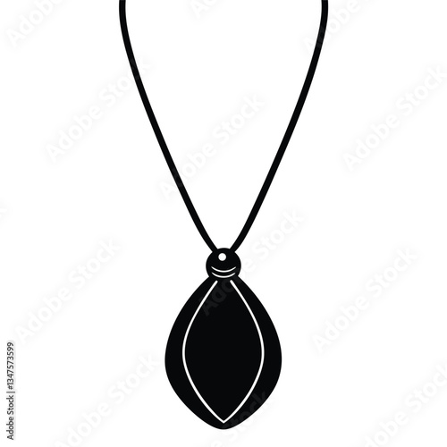 black and white necklace on vector silhouette