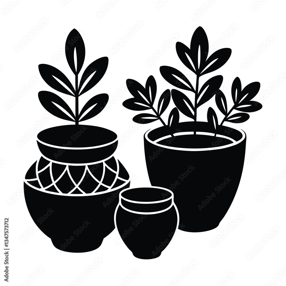 Fototapeta premium cactus in pot on vector silhouette