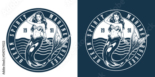 Design of a mermaid logo for marine adventures