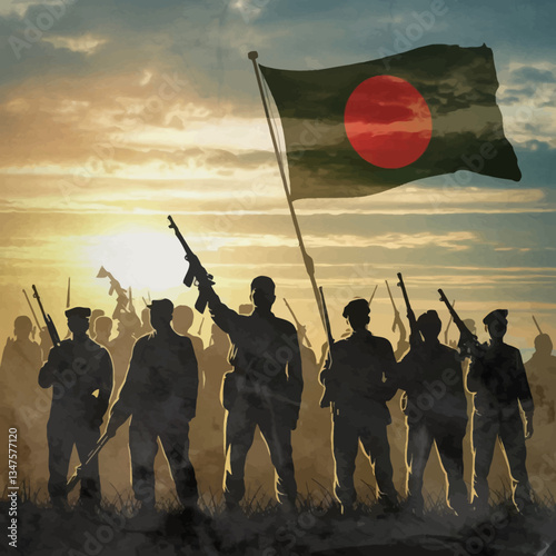 New Bangladesh Liberation War Freedom Fighters Waving the Flags with Independent Vibe







