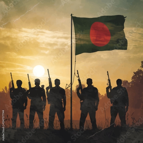 Bangladesh Liberation War Illustrations – Heroic Soldiers & Victory Day Art