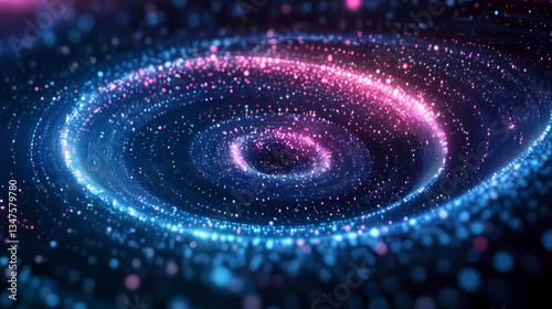 Blue and Pink Spiral of Glowing Particles