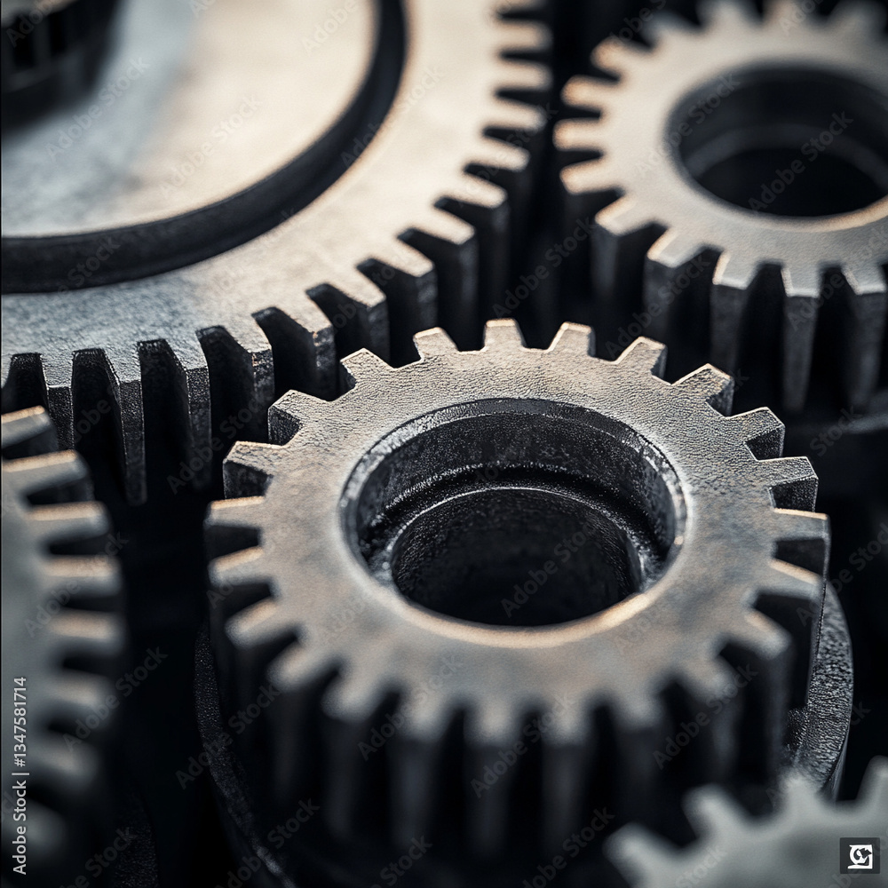 Close-up of metallic gears showing intricate details  
