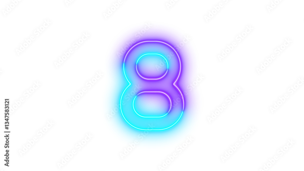 Neon 8 symbol icon glowing with transparent background Neon 8 symbol icon glowing with transparent background