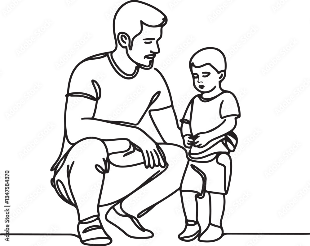 Heartwarming Line Art of Dad and Son Bonding Heartwarming Line Art of Dad and Son Bonding