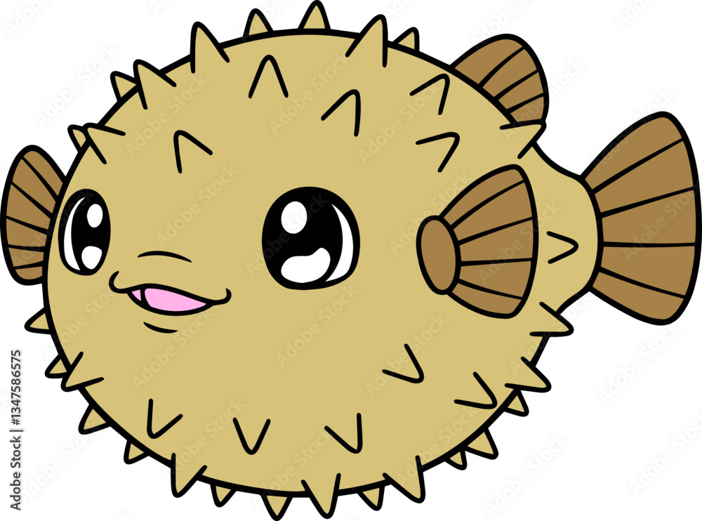 Obraz premium Cute Pufferfish With Whimsical Facial Expression Swimming Playfully