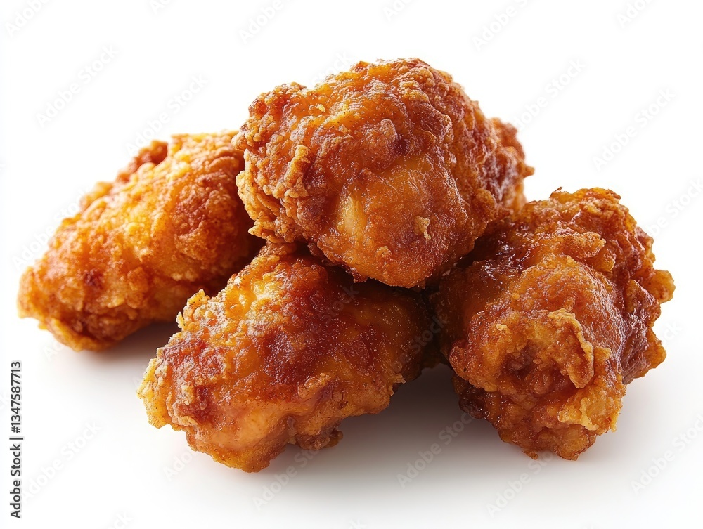 Crispy golden brown fried chicken pieces. Crispy golden brown fried chicken pieces.