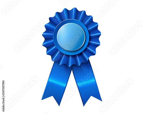 blue award ribbon isolated on transparent background