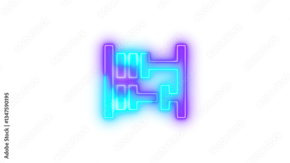 Obraz premium Neon abacus symbol icon glowing with transparent background