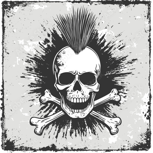 Retro Punk Badges With Mohawk Skull And Crossbones
