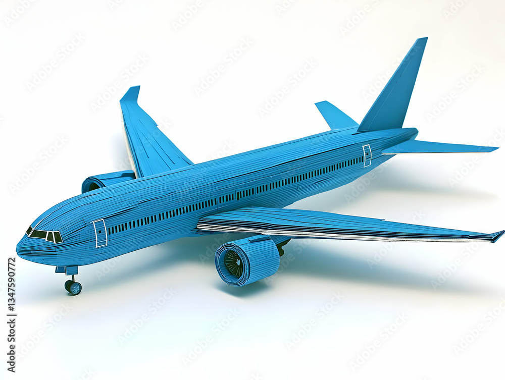 Blue Airplane Model on White Background Blue Airplane Model on White Background