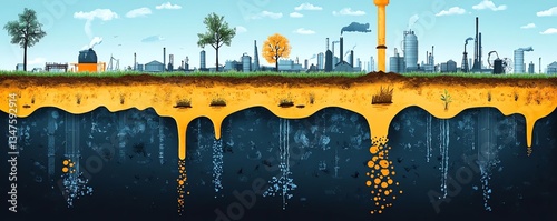 Industrial Landscape Illustration: Beneath the Surface