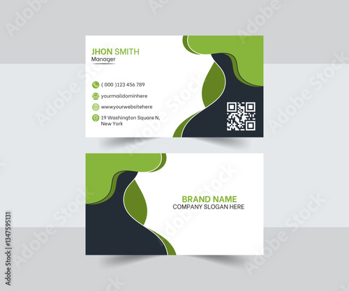 Modern Business Card Design with Elegant Color Waves