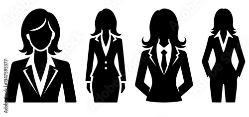 Businesswomen Silhouette Icon vector Set