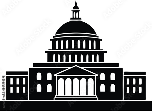 Washington building silhouette, Washington Capitol building skyline silhouette vector