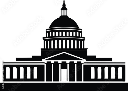 Washington building silhouette, Washington Capitol building skyline silhouette vector