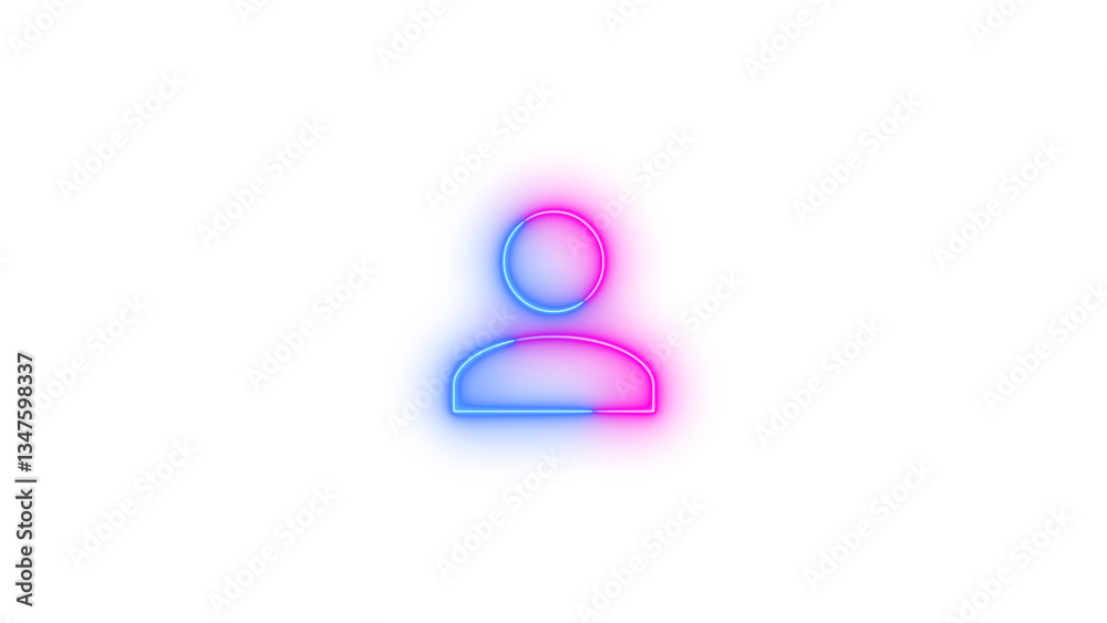 Neon account symbol icon glowing with transparent background Neon account symbol icon glowing with transparent background