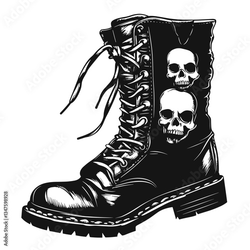 Retro Punk Badges With Skull And Headphones
