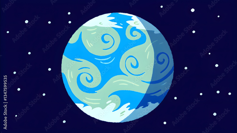 Naklejka premium Clear cartoon like photo that shows the earth