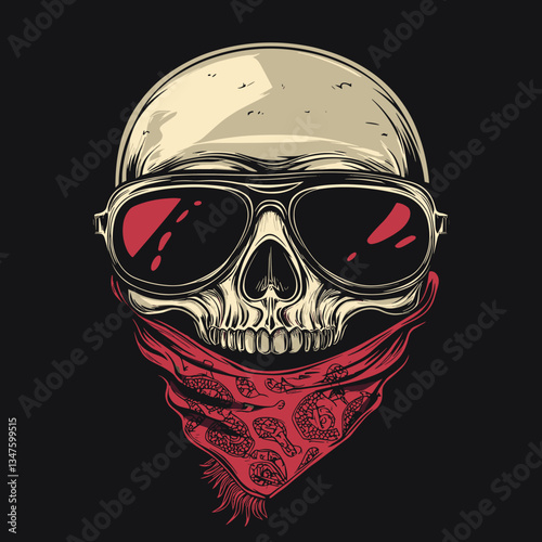 Retro Punk Badges With Skull In Sunglasses
