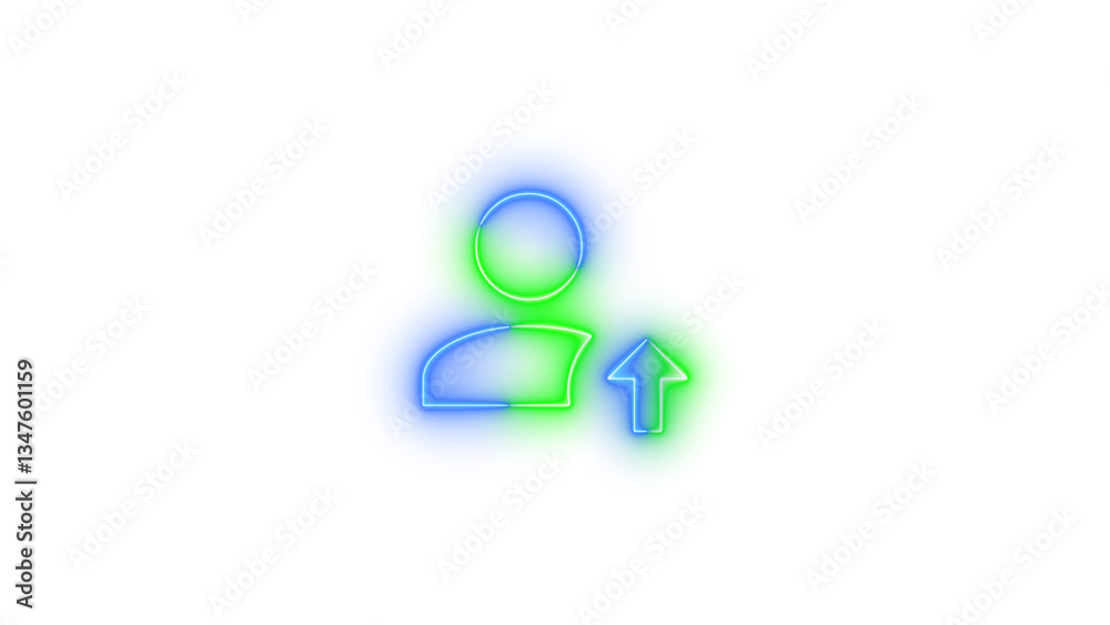 Neon account arrow up symbol icon glowing with transparent background Neon account arrow up symbol icon glowing with transparent background