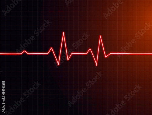 Cardiogram cardiograph oscilloscope screen red illustration background. Line technology chart wave science illustration background 