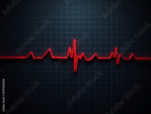 Cardiogram cardiograph oscilloscope screen red illustration background. Line technology chart wave science illustration background 