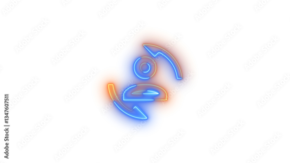 Obraz premium Neon account convert outline symbol icon glowing with transparent background