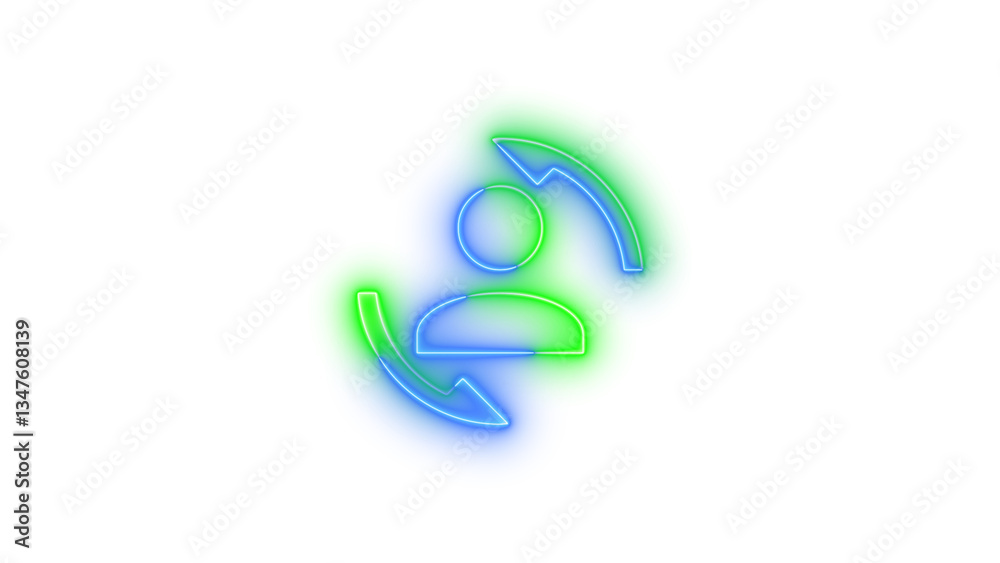 Neon account convert symbol icon glowing with transparent background Neon account convert symbol icon glowing with transparent background