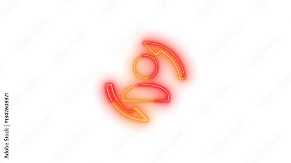 Fototapeta premium Neon account convert symbol icon glowing with transparent background
