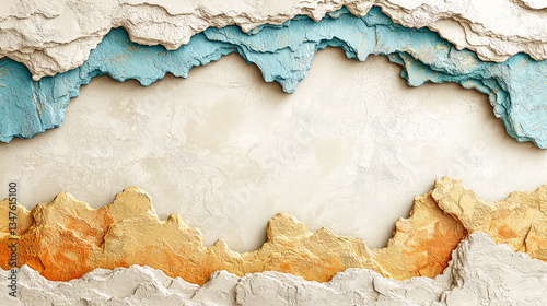Abstract Gold, Blue and White Rock Texture: Modern Art Background
