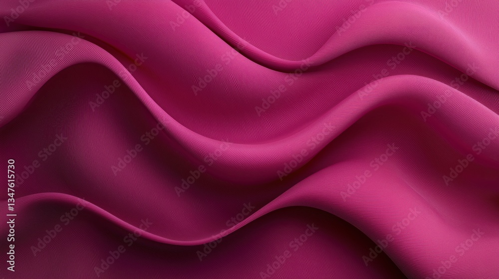 Fototapeta premium Smooth pink fabric draped elegantly with gentle waves under soft lighting