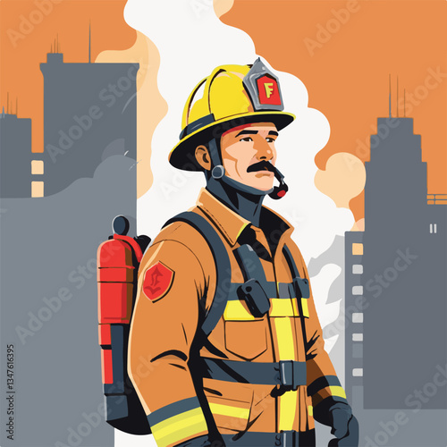 fireman, emergency, safety, rescue, danger, firefighter, uniform, fire, fighter, man, red, helmet, protection, equipment, background, hose, service, burn, flame, hero, person, water, work, engine, job