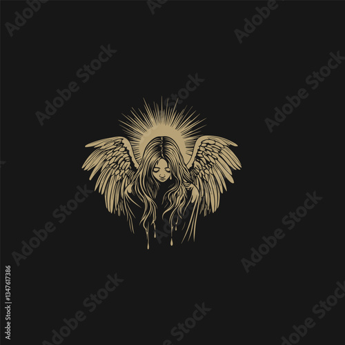 sad angel sheds tears design vector template illustration